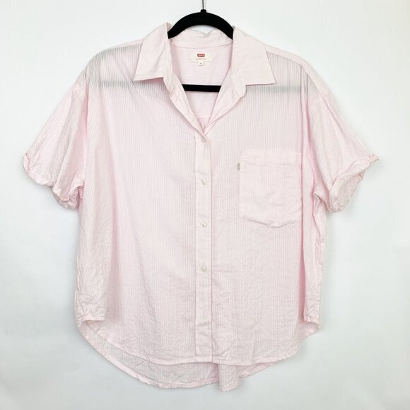 Levi's Pink Seersucker Button Down Top - Picture 6 of 6